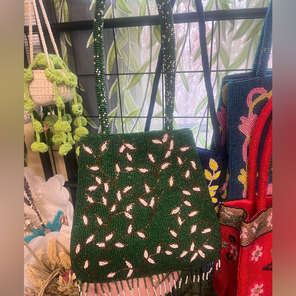 Green beaded evening bag brand new stunning
